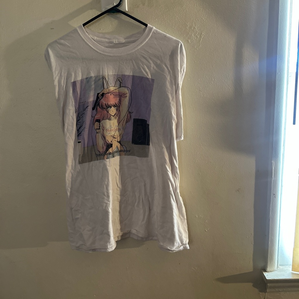 Anime Girl White Graphic T-Shirt